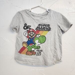 Nintendo Kids Super Mario Tee in Gray with Green Yoshi and Red Accents